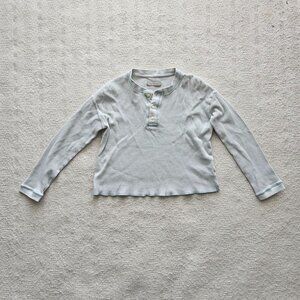 Everlane Cropped Waffle Henley Long Sleeve Shirt